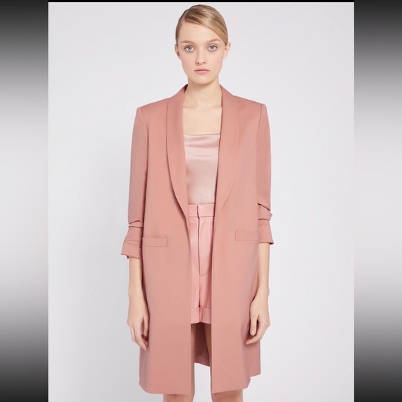 Alice + Olivia Muriel Maxi Duster Jacket Scrunch-Sleeve Rose Pink Size Med NWT - Picture 1 of 8